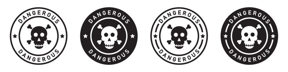 Dangerous label icon. Poison label. Skull icon, vector illustration