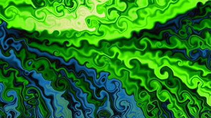 Fototapeta na wymiar Fractal complex green blue patterns - Mandelbrot set detail, digital artwork for creative graphic