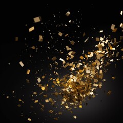 A golden confetti explosion against a dark background
