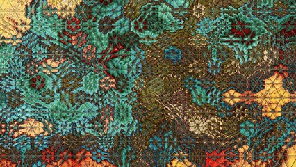 Fractal complex green gold bronze patterns - Mandelbrot set detail, digital artwork for creative graphic - 599550202