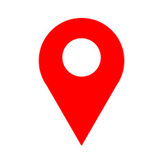Red Map pointer icon on a Transparent Background