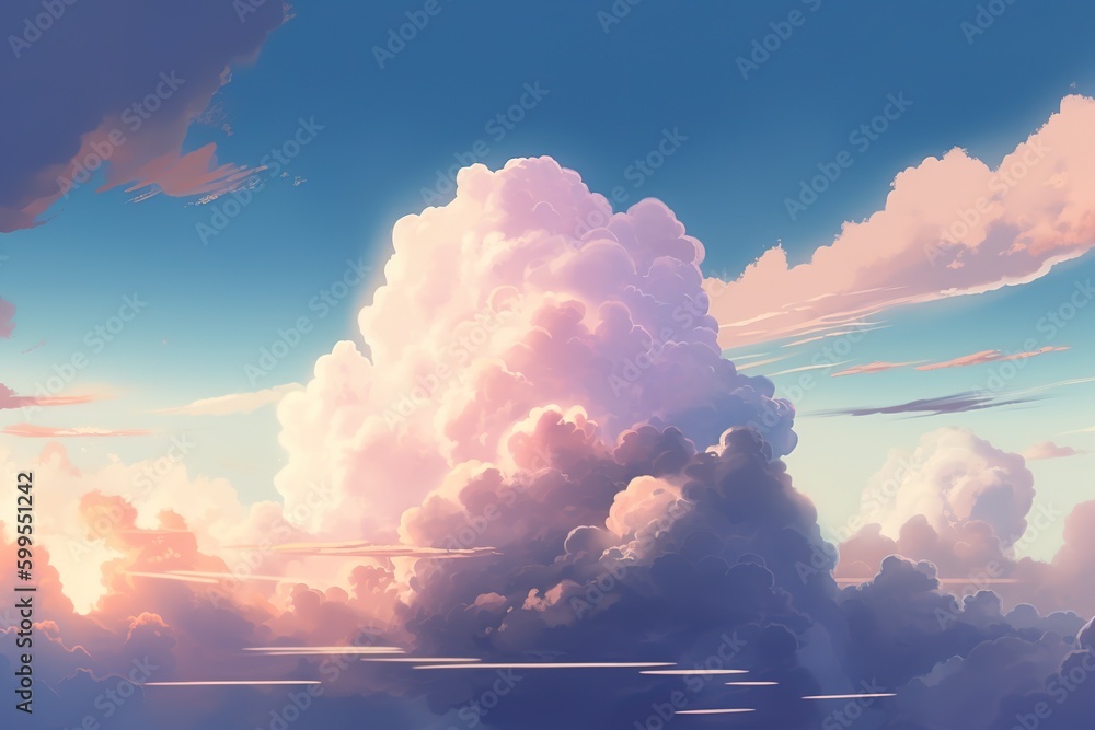 Poster a picture of clouds floating in the sky generative ai
