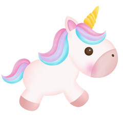 Illustration of a cute unicorn. kawaii unicorn character collection.