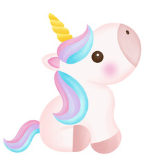 Illustration of a cute unicorn. kawaii unicorn character collection.