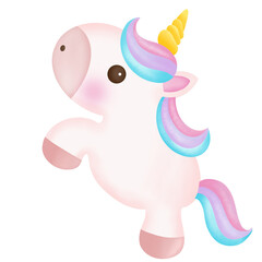 Illustration of a cute unicorn. kawaii unicorn character collection.