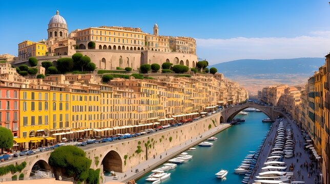  The charming old town of Naples city in Italy	