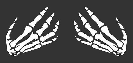set of black and white skeleton hands bones