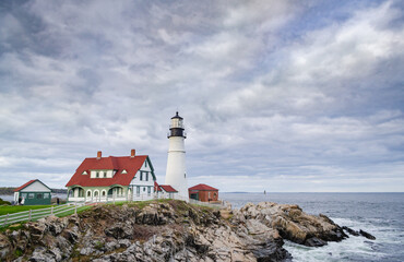 Fototapeta na wymiar Portland Head Light, in Cape Elizabeth, Maine