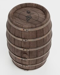 Realistic 3D Render of Wine Barrel