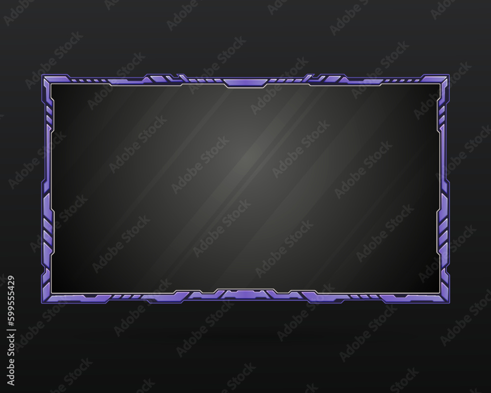 Poster abstract violet color live stream overlay webcam screen panel border frame for video broadcast