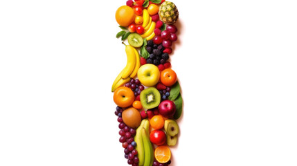 Fruits and vegetables in the shape of woman body, food concept. Ai generated