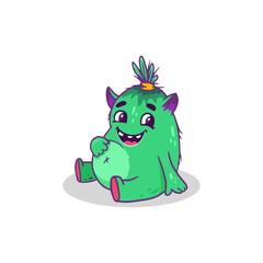 Cute cartoon monster on white background. Icon monster. Funny Alien. Vector illustration