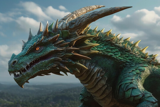 Image of realistic green wooden dragon head. Symbol of 2024. Chinese New Year. High resolution. Generative AI, human enhanced
