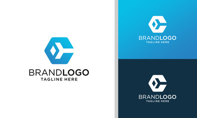 Abstract letter C logo icon design modern minimal style illustration. Hexagon alphabet emblem sign symbol mark logotype 