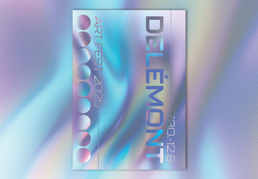 Holographic Poster Layout with Bold Typography