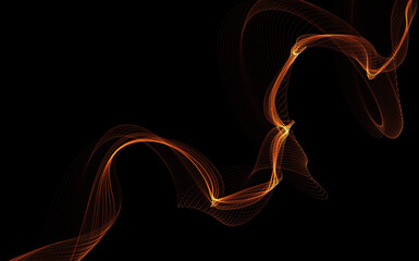 Dark abstract background with a glowing abstract waves