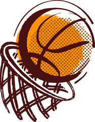 basketball vector illustration in hand-drawn sketch style 