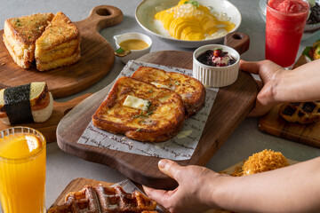 Korean food dish meal patbingsu, adzuki-bean ice dessert