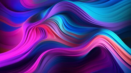 Obraz premium Abstract fluid holographic neon curved wave in motion, Colorful background, 3D render, Generative AI