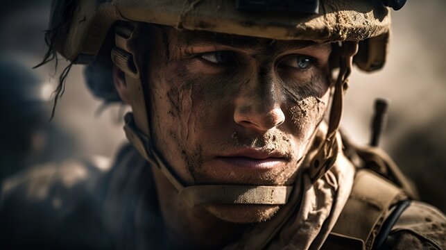 Portrait of a soldier, Generative AI