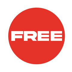 Red Free Tag and label Sticker on a Transparent Background