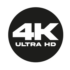 4K Ultra HD label display on a Transparent Background