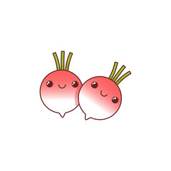 Two cute kawaii style radishes