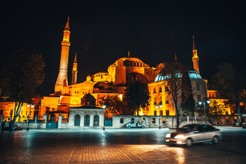 Ayasofya Hagia Sophia basilica at night Istanbul