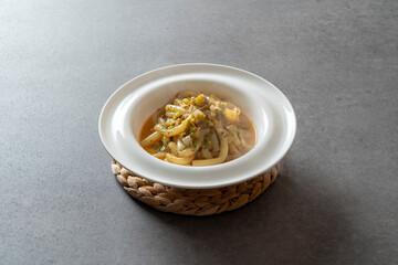 Korean food dish meal Cream tteokbokki Spicy stir-fried rice cake Jalapeno Oil Rosé