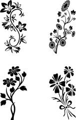 black and white floral elements