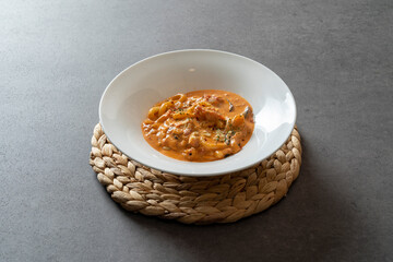 Korean food dish meal Cream tteokbokki Spicy stir-fried rice cake Jalapeno Oil Rosé