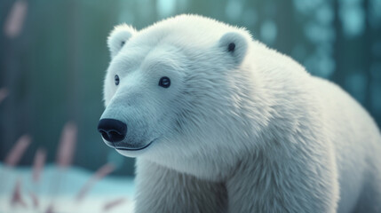 Fototapeta na wymiar A cute polar bear with white fur Generative AI 