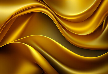 Smooth luxury elegant yellow silk or satin texture pattern abstract background. Generative AI