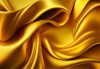 Smooth luxury elegant yellow silk or satin texture pattern abstract background. Generative AI