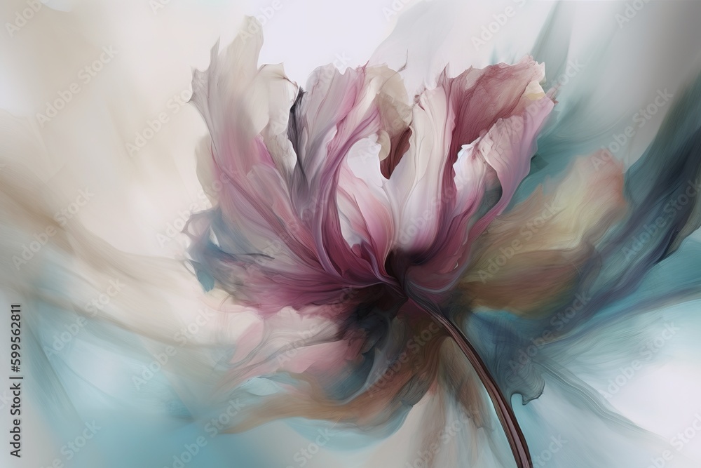 Poster a sketch of a flower superimposed on a plain white backdrop generative ai