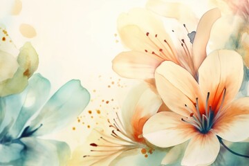 watercolor background with flowers- Ai