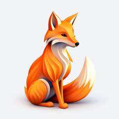 Obraz premium A fox logo with a tail and tail is sitting in a white background, generative AI 