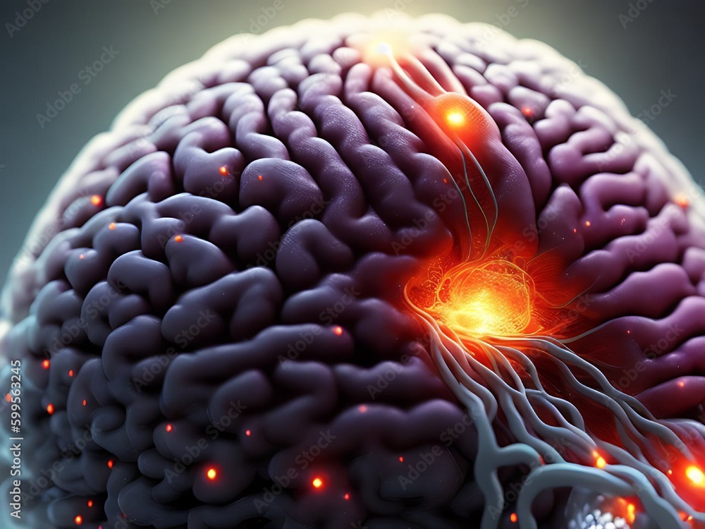 Poster generative ai. human brain neurons. a futuristic vision of artificial intelligence.