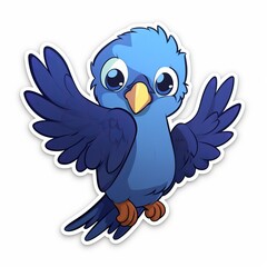 A lovable and endearing chibi Hyacinth Macaw sticker with a white background, radiating warmth and affection in its cute chibi form, Generative AI
