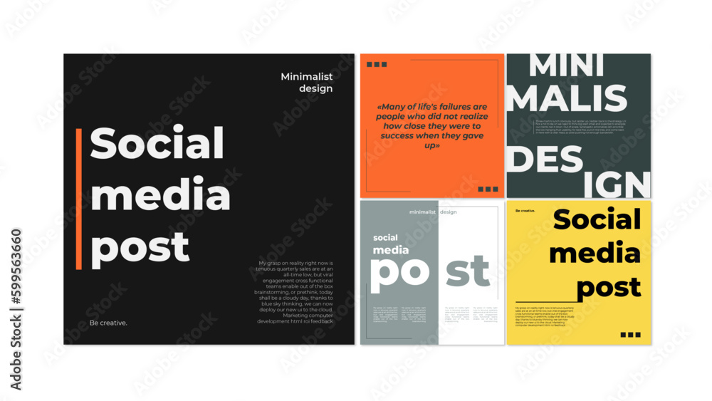Aufkleber 5 social media posts in a minimalist style. posts have editable texts and can be used in ads and oth