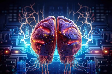 brain with artificial intelligence technology concept generative ai