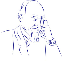 vector illustration portrait of classical music composer Erik Satie