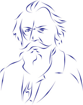 vector illustration portrait of classical music composer Johannes Brahms