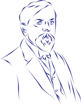 vector illustration portrait of classical music composer Claude Debussy