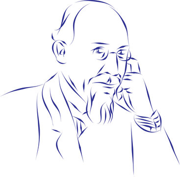 vector illustration portrait of classical music composer Erik Satie