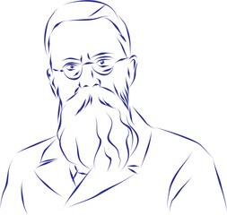 vector illustration portrait of classical music composer Nikolai Rimski-Korsakov