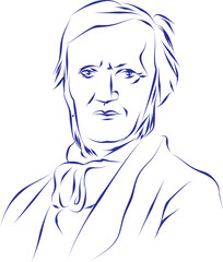 vector illustration portrait of classical music composer Richard Wagner