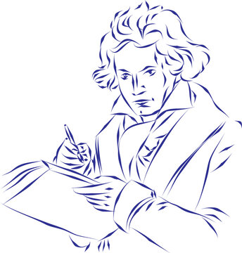 vector illustration portrait of classical music composer Ludwig van Beethoven