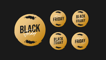 Black Friday Sticker Templates. Sales and discounts. All texts are editable.