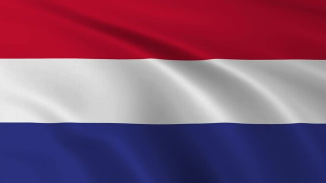 Nederland flag waving in the wind. 4K animation.